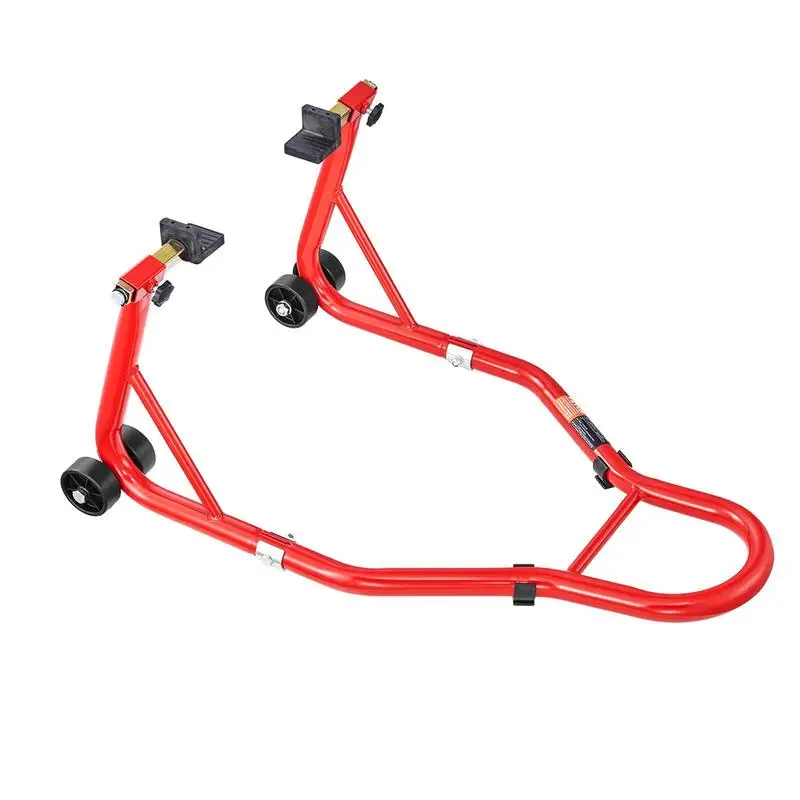 

Motorbike Rear Paddock Lift 12.6 x 11.8 x 28.3 Inches For Maintenance Storage Cleaning, 850 LBS Capacity Heavy Duty Steel U + L Fork Swingarm Attachments Adjustable Width Red Carbon Steel Construction