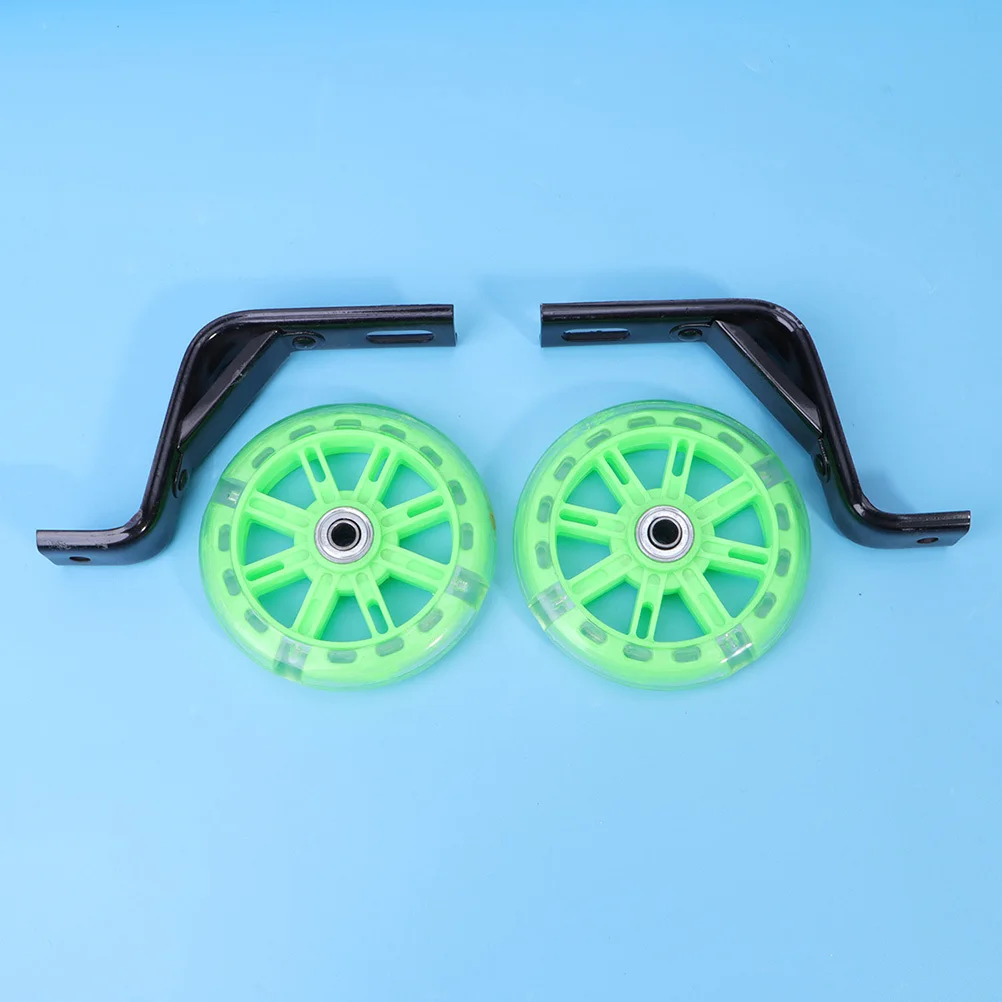 

2Pcs Auxiliary Wheel Protection Flashing Mute Bike Accessories 12 Inch Bracket Green Uv Resistant High Strength