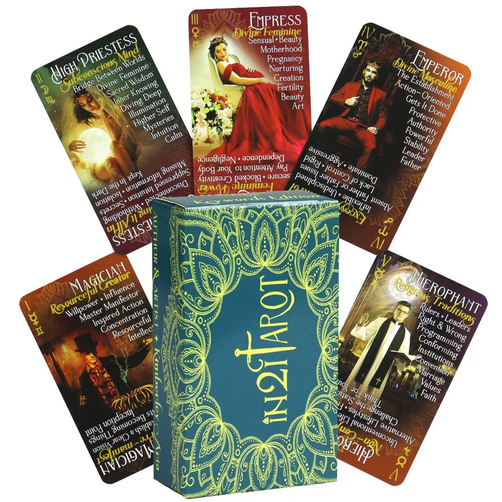 

Hot Selling In21 Tarot Oracle Leisure Entertainment Card Family Gathering Divination Deck Tarot Board Playing Card Game