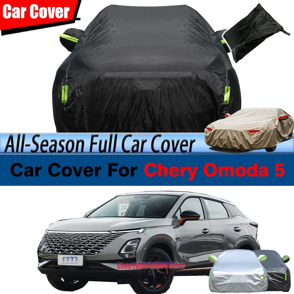 

Waterproof Windproof Black Full Car Cover Anti UV Snow Rain Dust Resistant For Chery Omoda 5