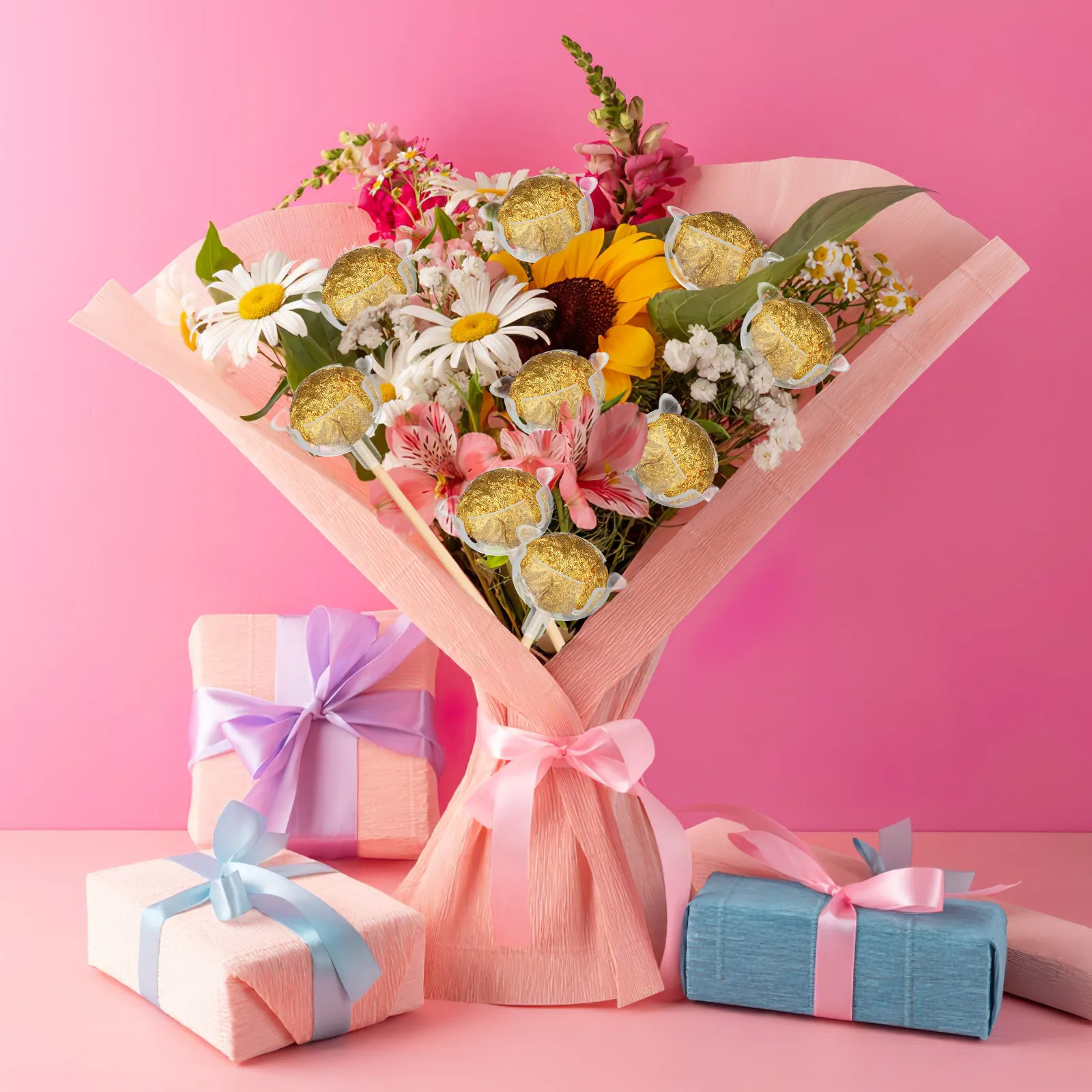 

50pcs Chocolate Flower Base For Diy Chocolate Bouquet Round Candy Support Cup Holder Compatible With Ferrero Durable Candy Tray