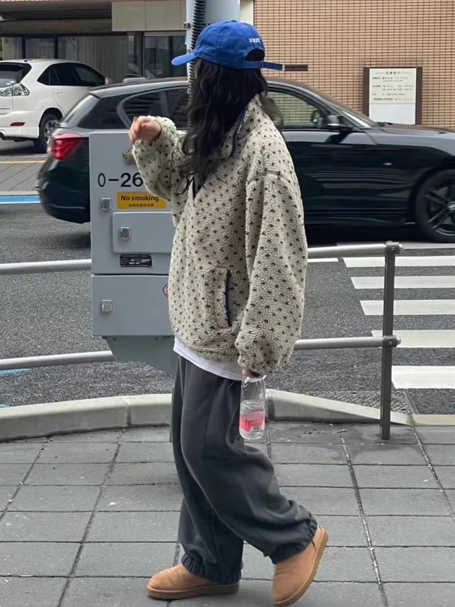 Warm Polka Dot Fce Hoodie Sweatirt Spring Autumn Women's Online Exclusive Comfortable Knitwear Chinese Production