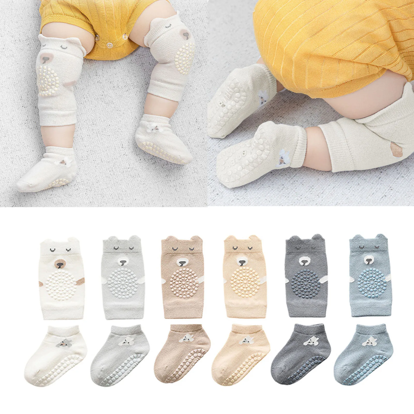 Baby Crawling Knee Pads Socks Unisex Toddler Knee Protectors Non Slip Ankle Socks for Toddler Baby Boys Girls