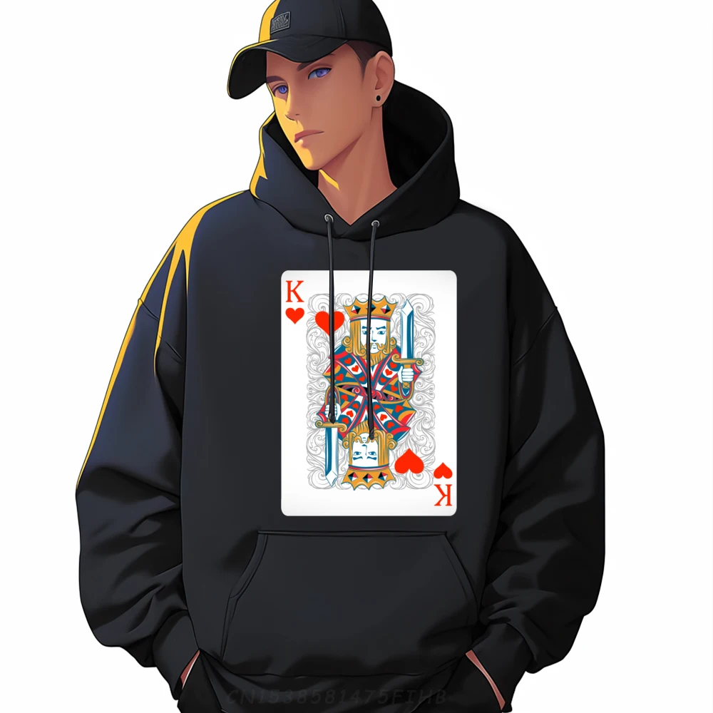 

King Of Hearts Playing Cards Easy Halloween Costume Clothing New Year 2025 Luxury Man Sweatshirts