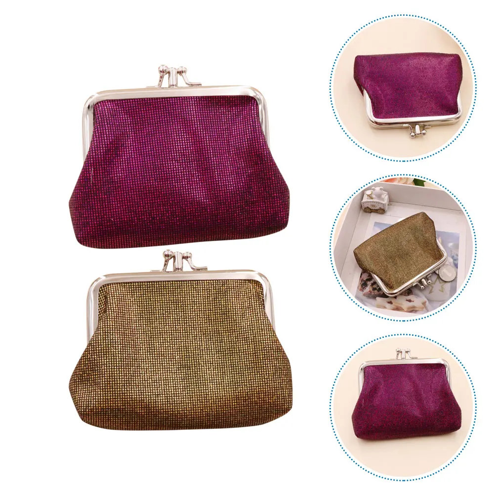 

2Pcs Small Wallet for Women PU Coin Purse Cute Design Holds Coins Cards Jewelry Lightweight Zipper Pouch Daily Use Gift