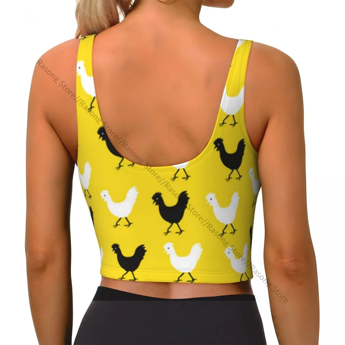 Damska seksowna sportowa kamizelka z uroczym nadrukiem kurczaka, damska odzież uliczna, sportowa bielizna, krótki top