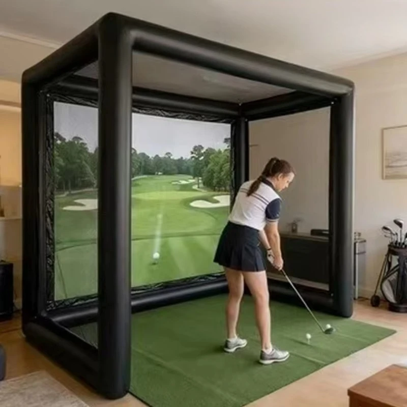 Inflatable Golf Simulator Enclosure 13x10FT Portable Indoor Outdoor Practice Hitting Cage 0.6mm PVC Waterproof