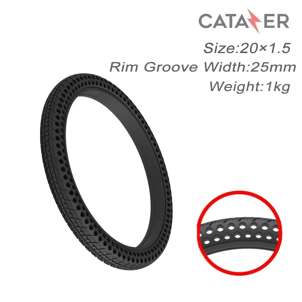 

CATAZER 20x1.5 Bicycle Honeycomb Solid Tire Anti-puncture Tire 20 Inch Maintenance-free Non Inflatable Shock Absorbing Tire