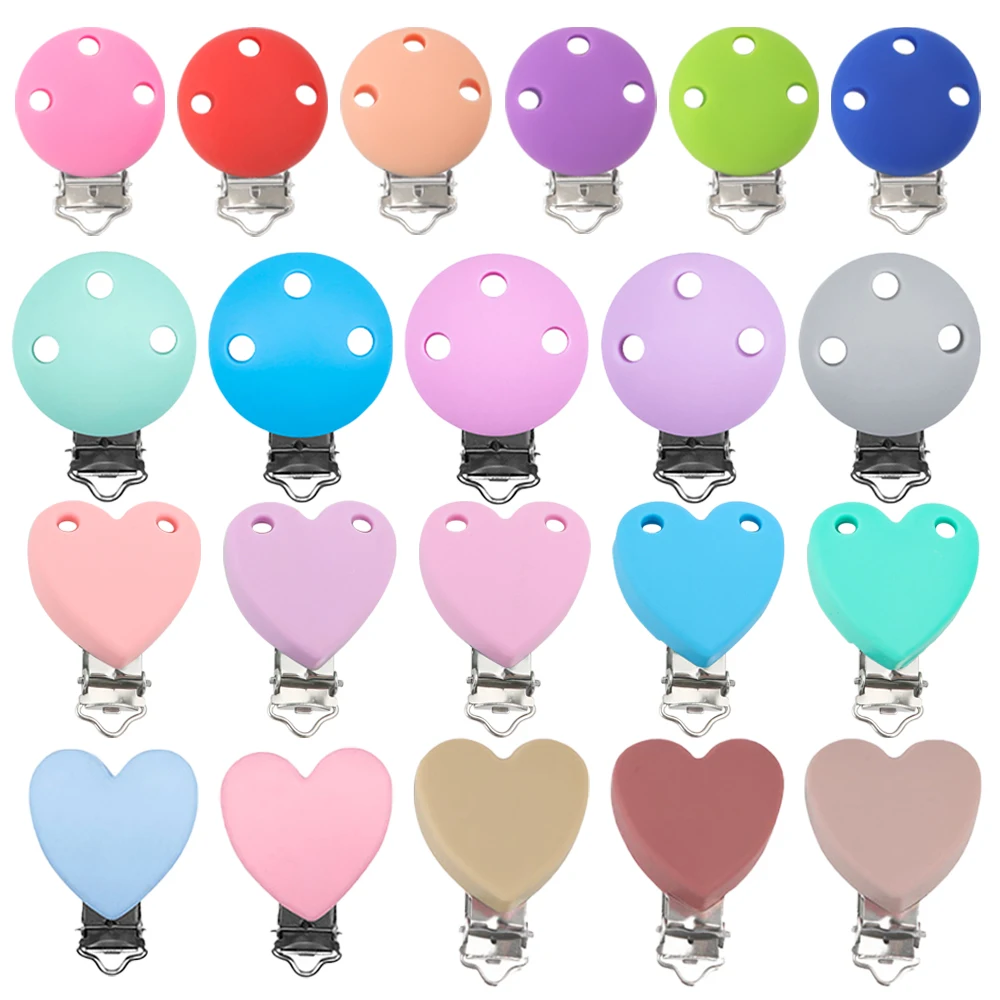 3Pcs/Lot Round Heart Shaped Silicone Clips DIY Pacifier Chain Clips For Jewelry Making DIY Handmade Bead Chain Accessories