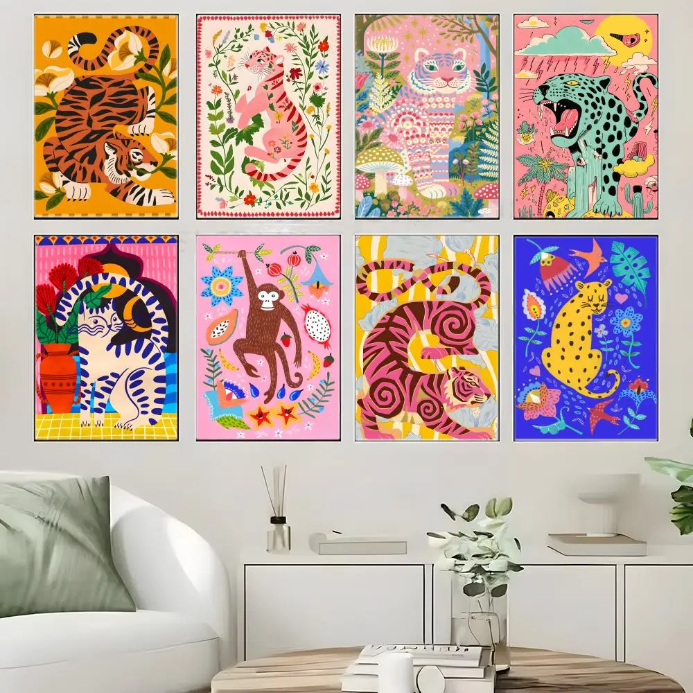 Animal Macarons Pattern Poster Crease Free Waterproof Durable All Space Wall Decor