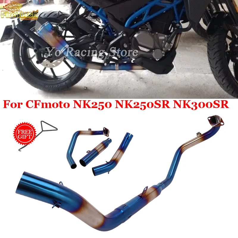 Motorcycle Exhaust Escape Modified Front Link Pipe Connecting 51mm Muffler Moto Slip On For CFmoto NK250 NK 250 NK250SR NK300SR