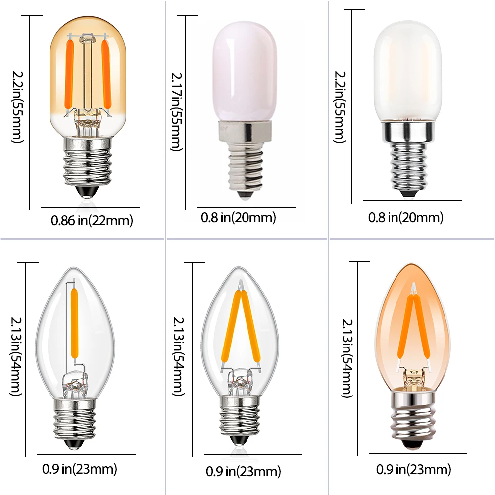 Edison Led Candle Bulb  E12 E14 110V 220V Dimmable C7 C7G T20M T22F T22G 0.5W 1W For Home Decor LED Lighting Lamp Ampoule Lights