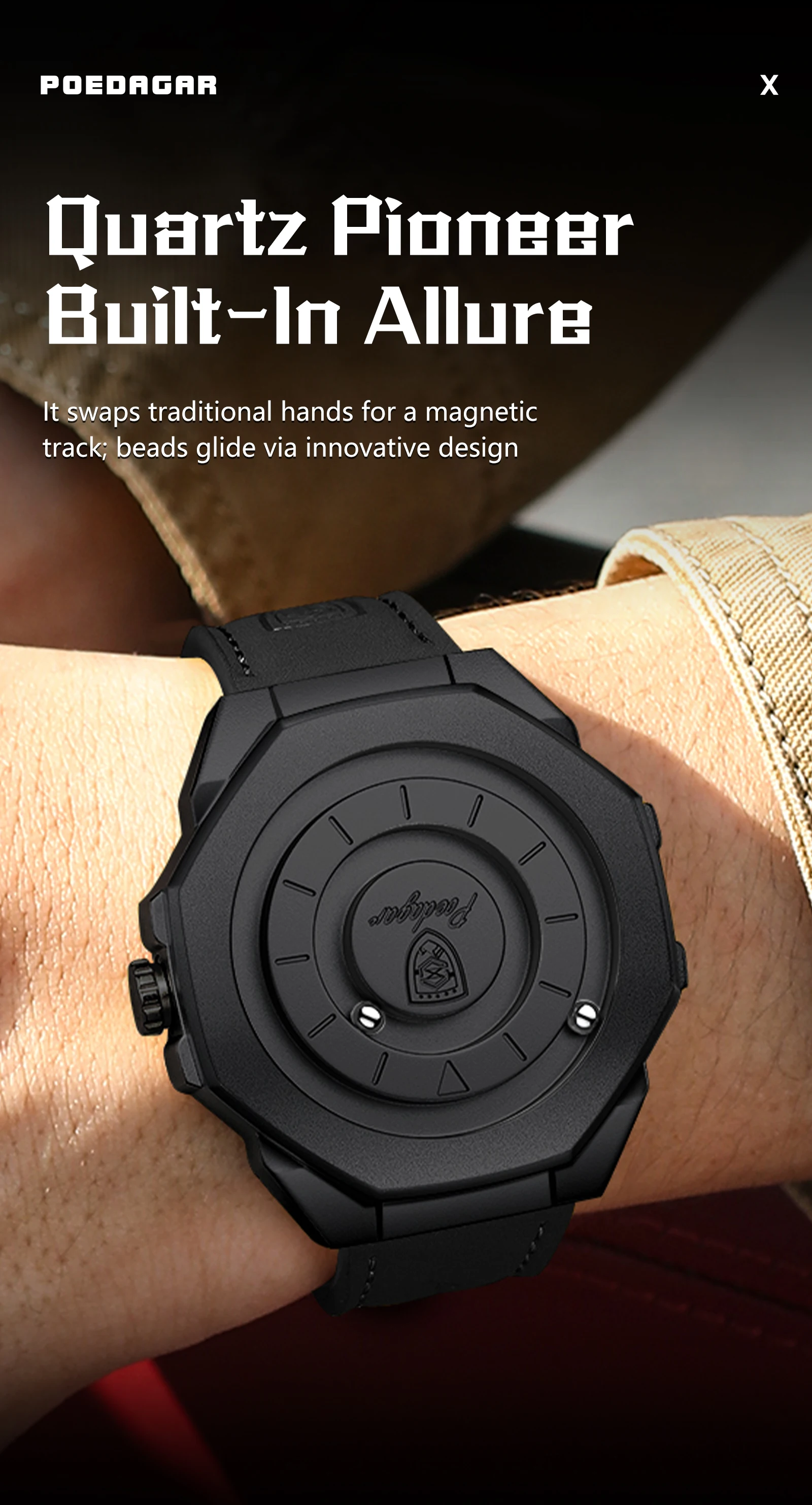 POEDAGAR Top-Qualität Herrenuhr Wasserdichte Leder-Modeuhr Quarz Business Herrenarmbanduhr Männliche Reloj Kreativ – Detail 5