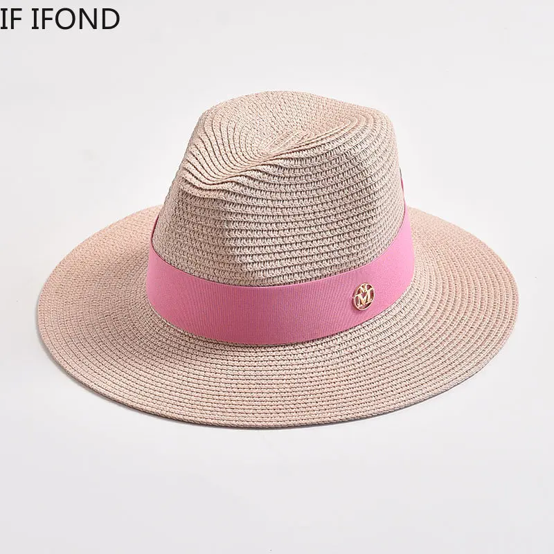 New Summer Straw Hat for Women Panama Soft Shaped Beach Sun Hat Outdoor UV Protection Travel Hat Sombreros De Mujer