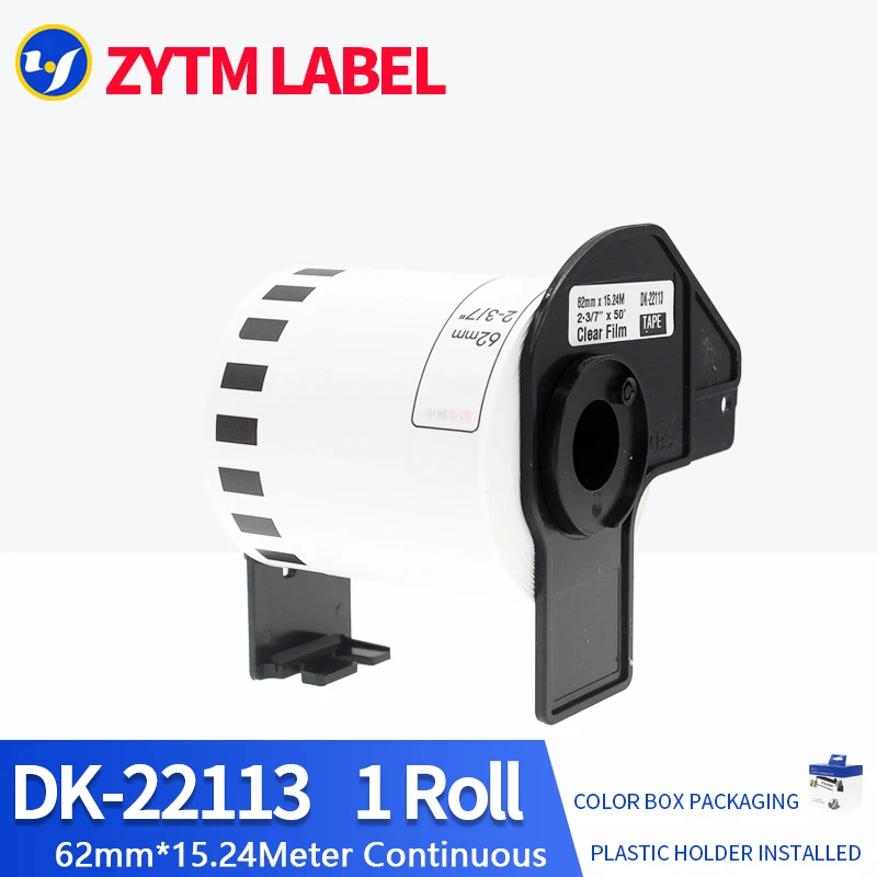 8 롤 호환 DK-22113 투명 투명 필름 라벨 62mm * 15.24M Brother QL-570/700/800 프린터 DK22113 용 연속