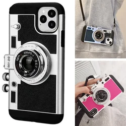 Fashion 3D Retro Camera Leather Case For iPhone 15 14 13 12 11 Pro Max Plus Cover 12 Mini X XS XR 6 7 8 Plus SE Protective Shell