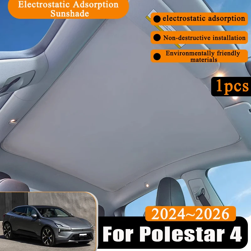 

1 шт. солнцезащитный козырек на крыше для Polestar 4, аксессуары 2024 2025 2026, автомобильная электростатическая адсорбционная наклейка, силиконовые чехлы на świetliki
