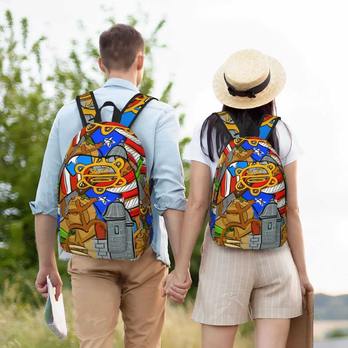 

Fiebre Boricua Puerto Rico Student Backpack School Bag Hiking Travel Daypack for Boys Girls Bookbag Shoulder Bags