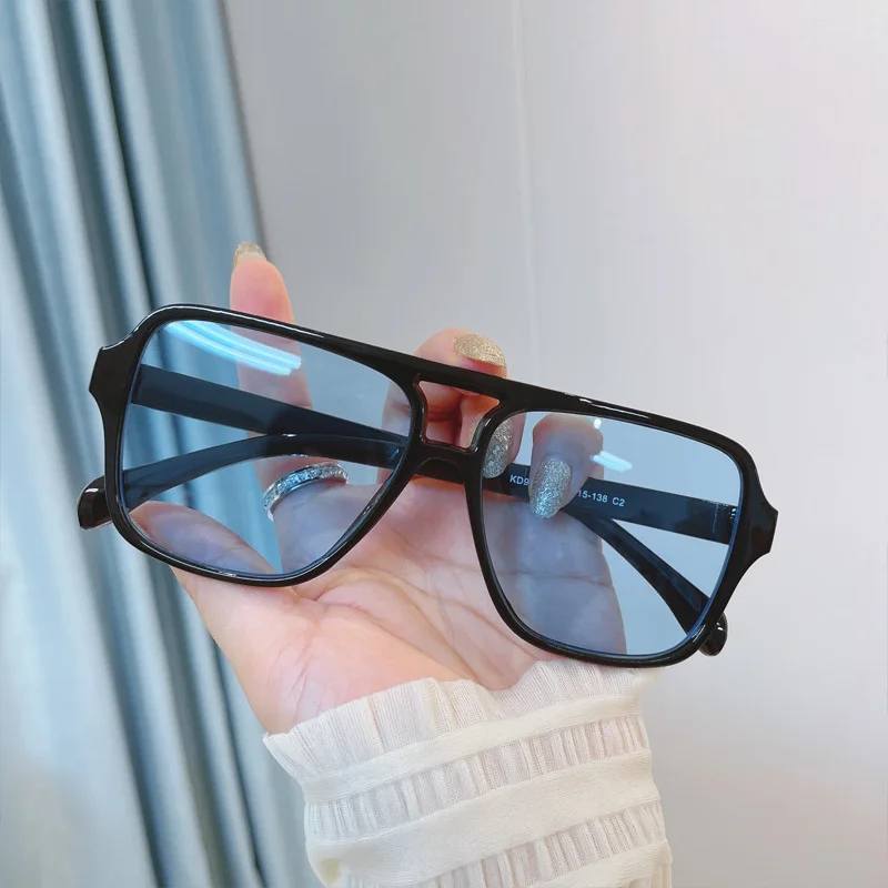 خمر مربع النظارات الشمسية للنساء الرجال الفاخرة العلامة التجارية مزدوجة الجسور النظارات الإناث الطيار نظارات شمسية UV400 السببية النظارات