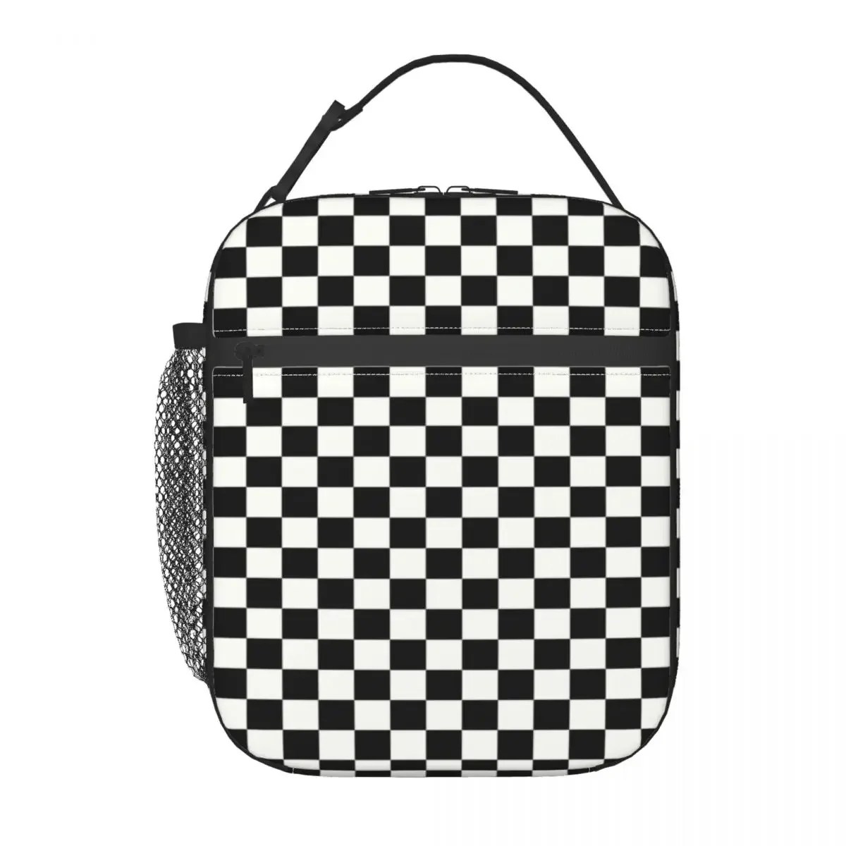 Custom Classic Checkerboard Lunch Bag Women Thermal Cooler Chess Board Insulated Lunch Box for Kids School Children