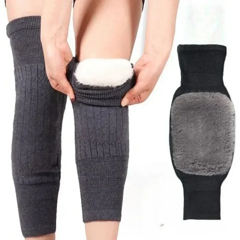 New Rabbit Fur Knee Pads Winter Universal Old People Cold Leg Arthritis Kneepad Thermal Keep Warm Thick Velvet Knee Protector