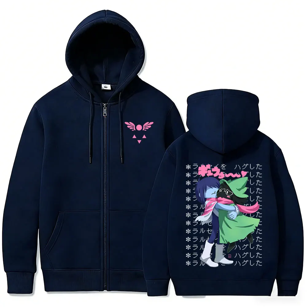 Spiel Deltarune Ralsei Kris Zipper Hoodie Herren Casual Humor Harajuku Zip-Up Jacke Unisex Langarm Oversized Zip-Up Sweatshirt – Detail 4