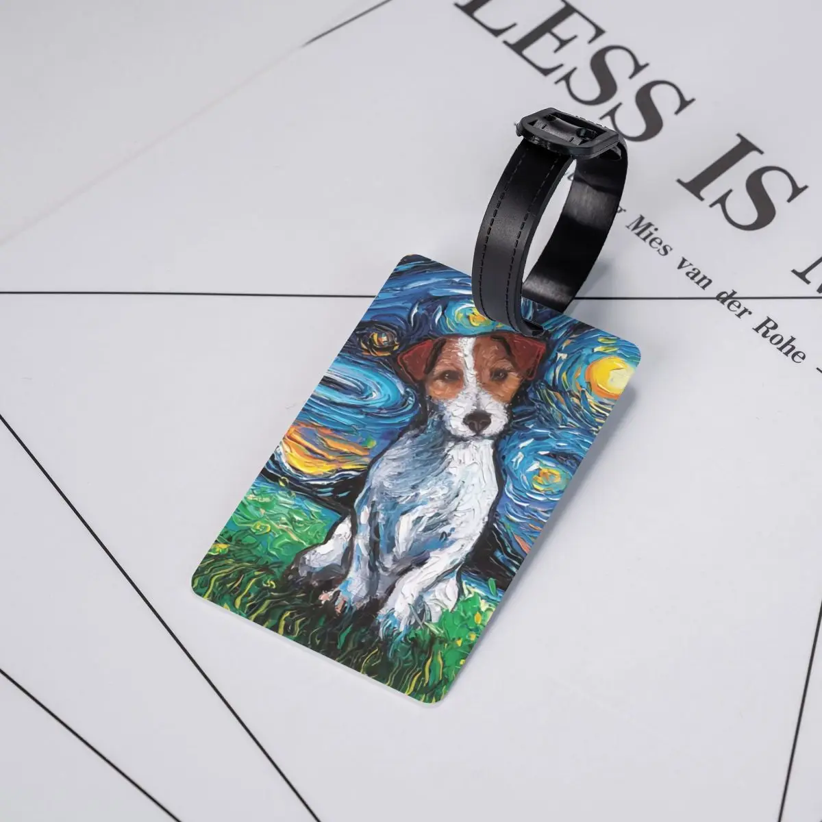 Benutzerdefinierte Jack Russell Terrier Pop Art Gepäckanhänger Datenschutz Hundeliebhaber Gepäckanhänger Reisetaschenetiketten Koffer