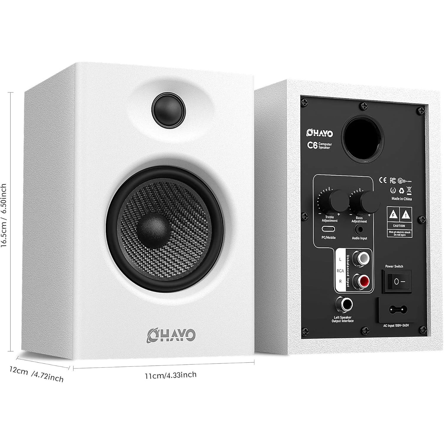 OHAYO 60W Computer Speakers for Music and Gaming, Active Bluetooth 5.3,Stereo 2.0 Speakers for Desktop PC or Laptop, RCA/AUX/USB