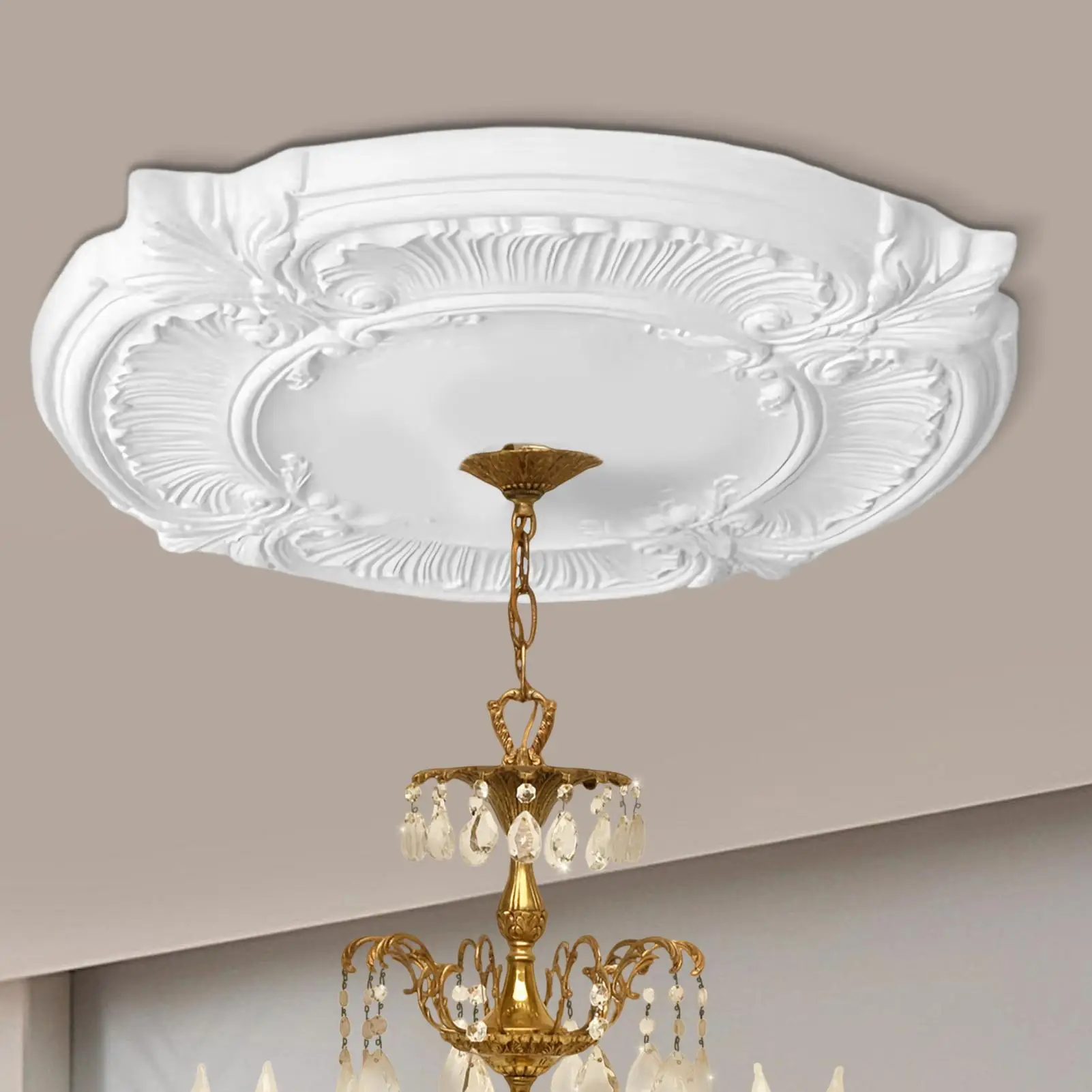 Ceiling Medallions PU Ceiling Medallion For Chandelier Elegant European Safe Decoration For Interior Designers Offices Hotel