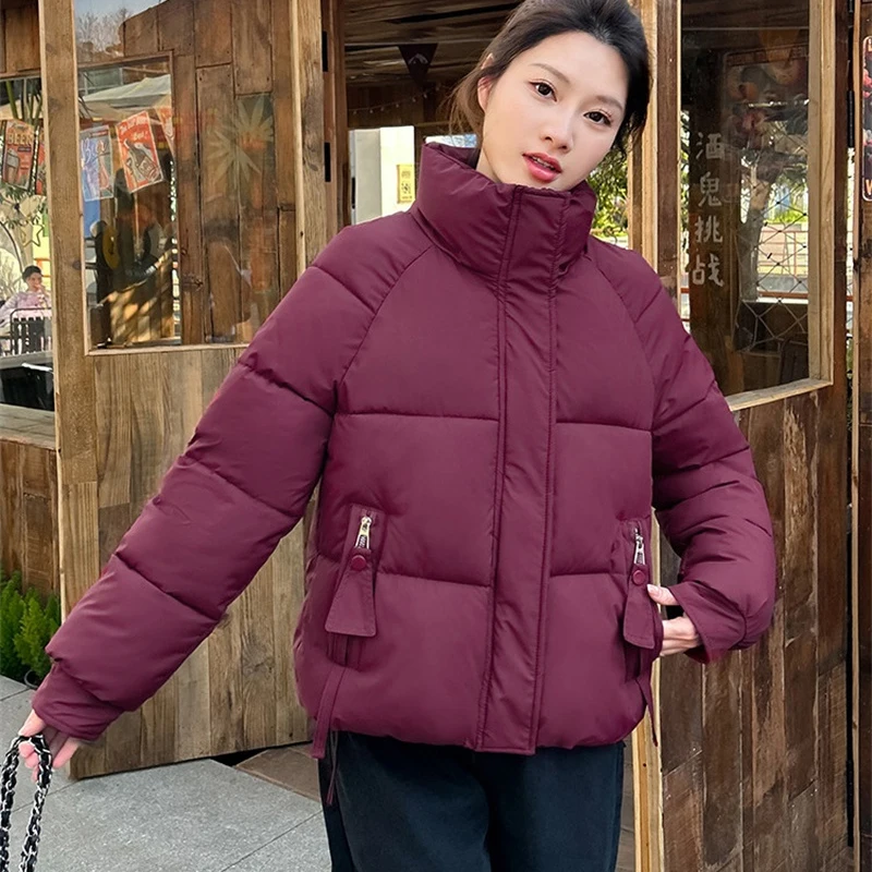Winter Down Cotton Woman Clothes Popular Parkas Large Size Harajuku Stand Collar Hooded Keep Warm Zipper Office Lady Down Jacket