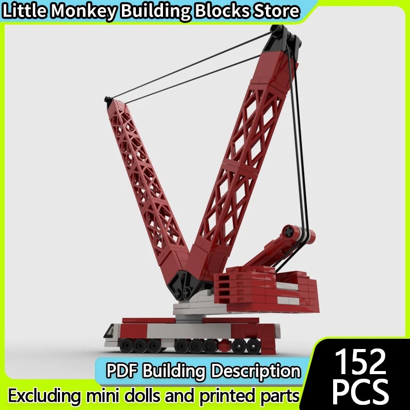 

City Car Model MOC Building Bricks LG1750 Red Crawler Crane Modular Technology Gifts Holiday Assemble Children Toys Suit