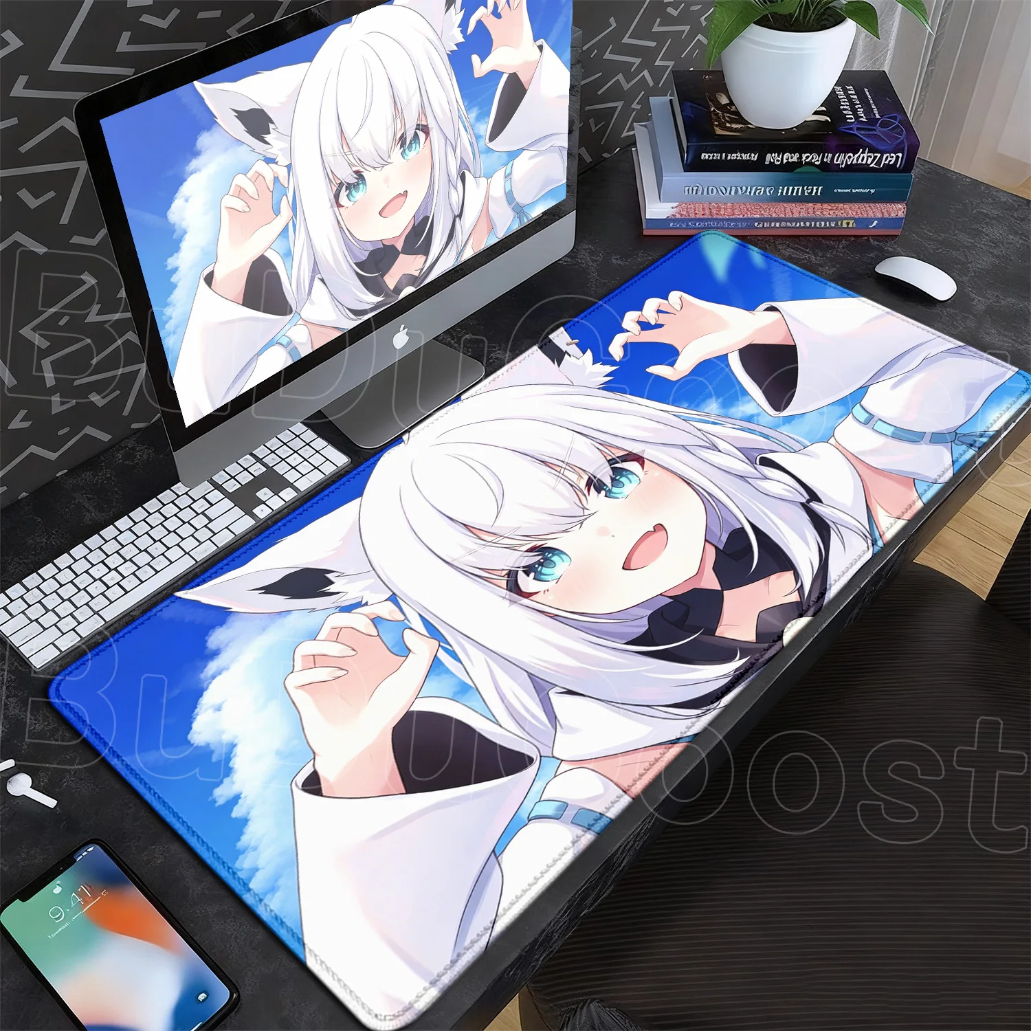

Hololive HD Keyboard Mat Large XXL Gamer Desk Mat Shirakami Fubuki Mouse Pad Cute Anime Girl Mouse pad Rubber Gaming Accessories