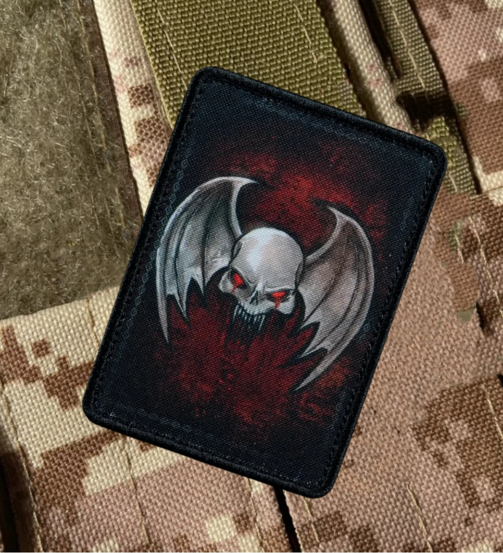 Lord of The Night Warhammer 40K Tactical Printed Patches Bat Skull Morale Badge Armband Hook and Loop Military Backpack Stickers