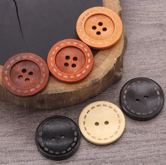 20pcs/Lot Size:9mm-35mm Dotted Two eyes and four eyes wooden Buttons round Button Sweater coat Sewing Kit(KK-3850)