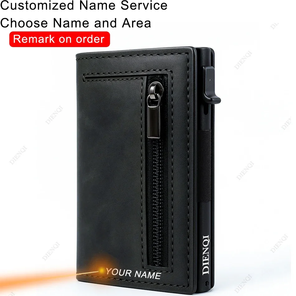 

Engraved Wallets Rfid Credit Card Holder Carbon Fiber Luxury Brand Cardholder Case Leather Magnetic Coin Purse Wallet for Men