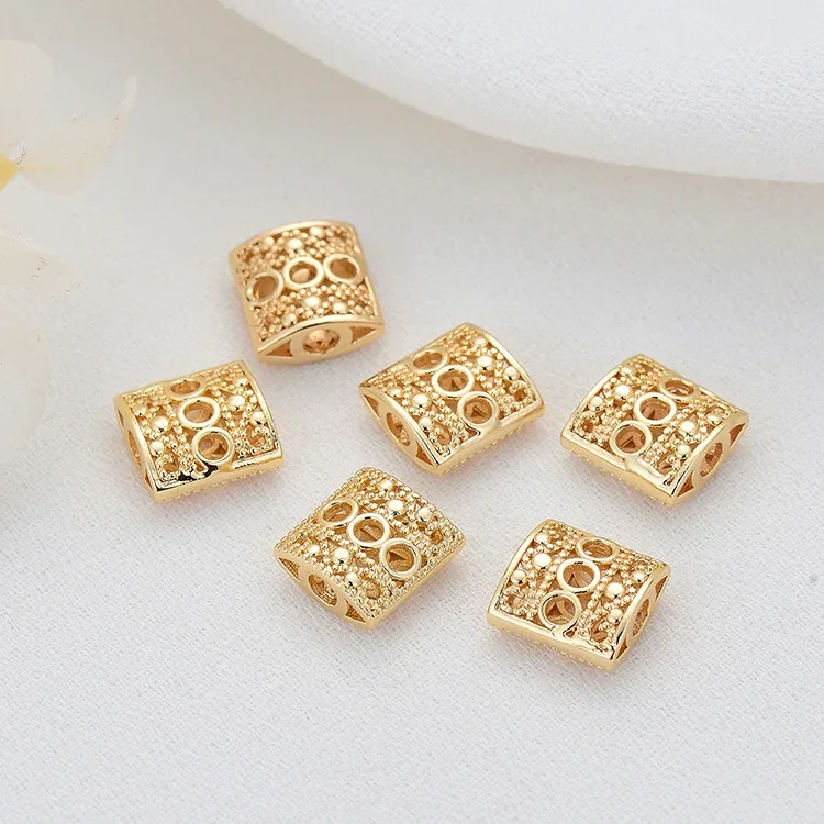 6PCS 14K Gold Farbe Überzog Messing Spacer Perlen Armband Perlen Hohe Qualität Diy Schmuck Zubehör