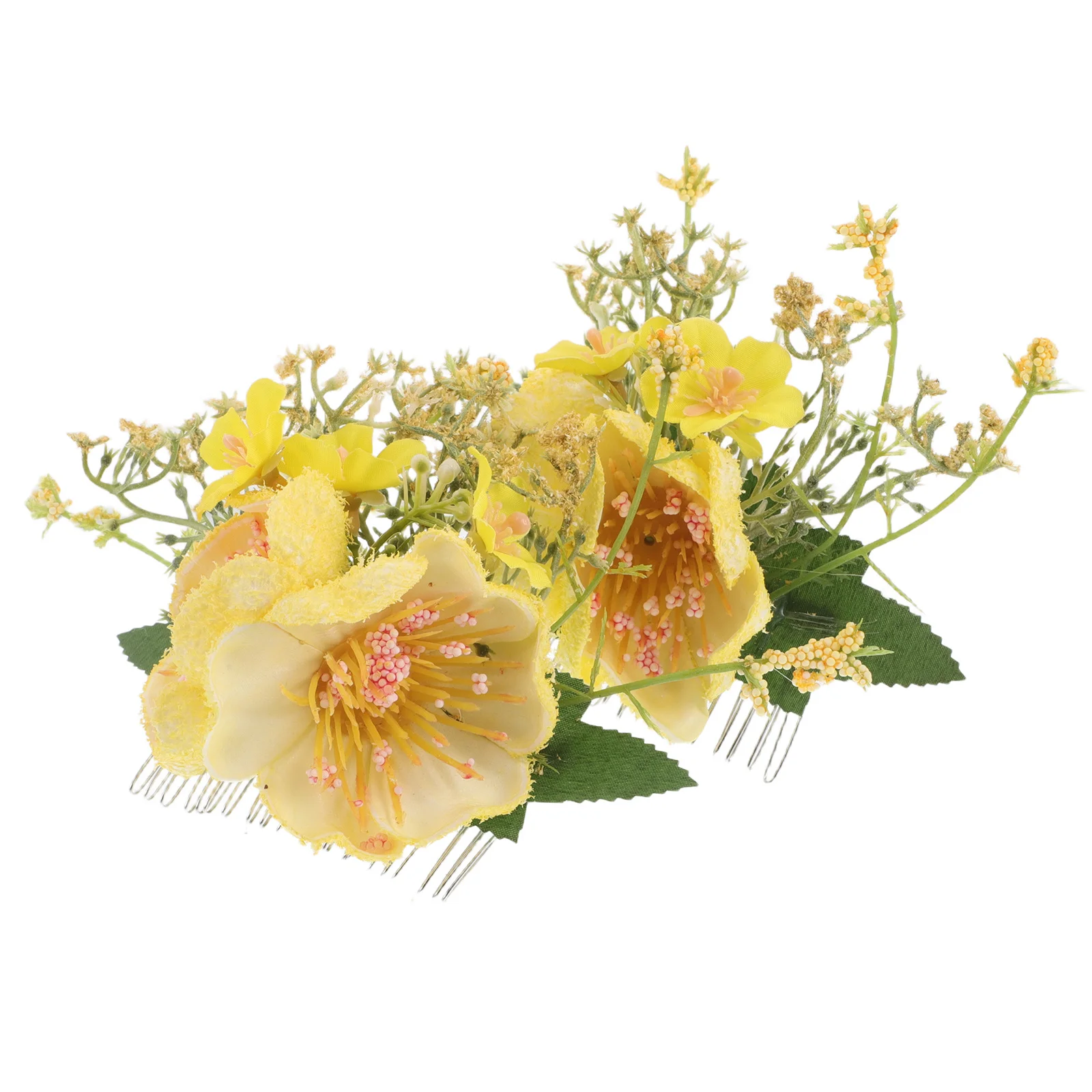 

2Pcs Hawaiian Flower Hair Comb Artificial Hibiscus Plumeria Floral Hairpiece Fabric Side Clip Summer Beach Wedding Party