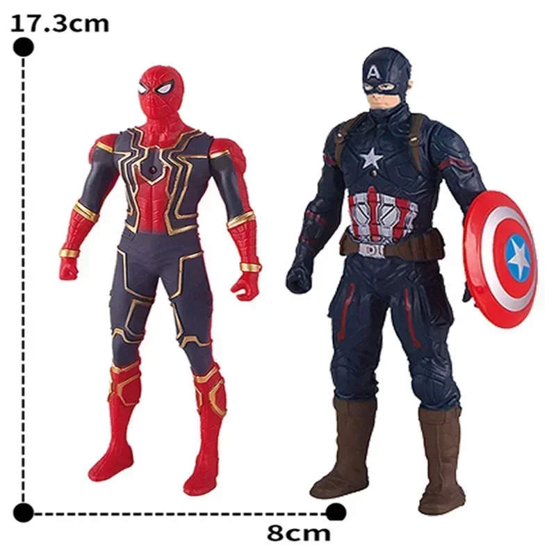 Brinquedos Action Figure para Crianças, Figuras Anime Marvel, Homem-Aranha, Hulk, Iron Man, Cartoon Kids Toy, Presente de Natal, Glow Doll Hobbies, 17 cm