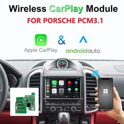 Interface Carplay sem fio para Porsche, Android Auto, YouTube, Jogo de Carro, Cayenne, Macan, Cayman, Panamera, Boxster, 718, 991, 911, PCM 3.1