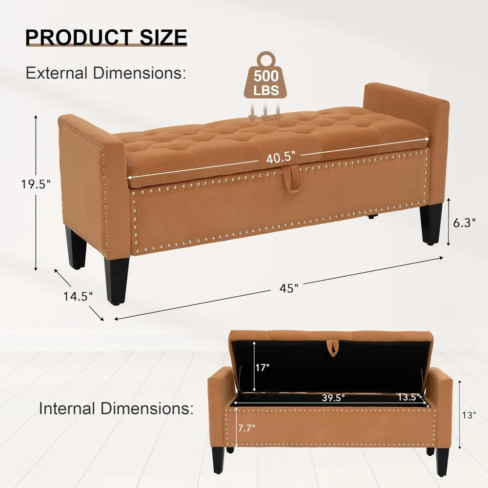 مسند تخزين حديث بأذرع، مقعد منجد بزاوية 45 زرًا لغرفة المعيشة، نهاية أثاث السرير، قطعة مخملية #2