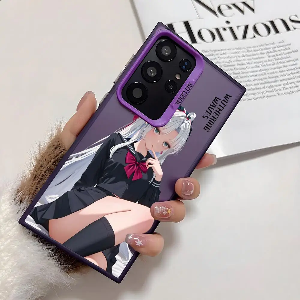 Casing HP Carlotta Cute Wuthering Waves untuk Samsung Galaxy S25 Edge S24 S23 S22 S21 S20 Ultra Funda Silikon Perak