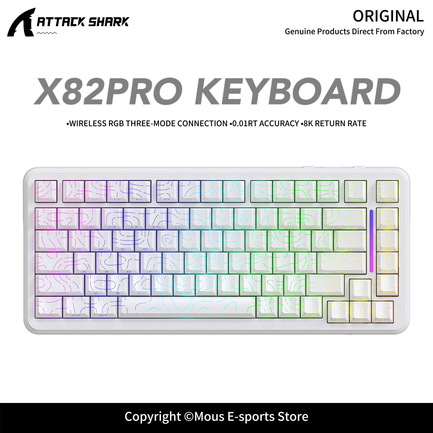 

X82Pro HE ATTACK SHARK Wireless Gaming Keyboard 0.01mm RT Accuracy PO Sandwich Cotton RGB 8000Hz Wired Polling for E-Sports