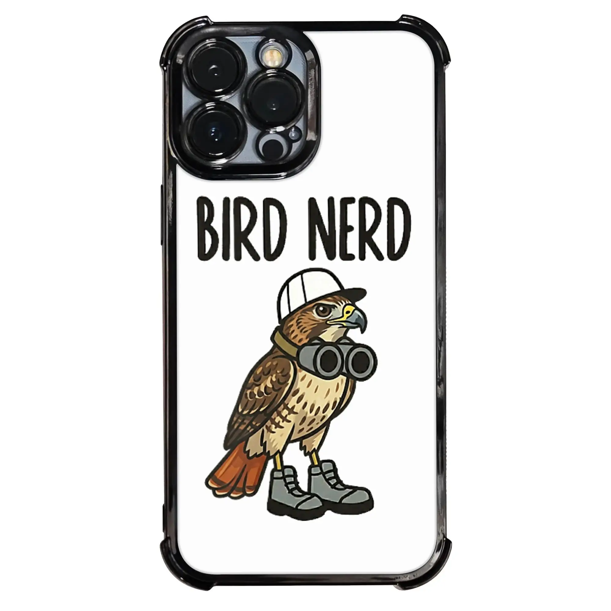 Funny Bird Nerd Watching Red Tailed Hawk Nature Art Phone Cover Electroplating Process phone case for iPhone Various Models view 5
