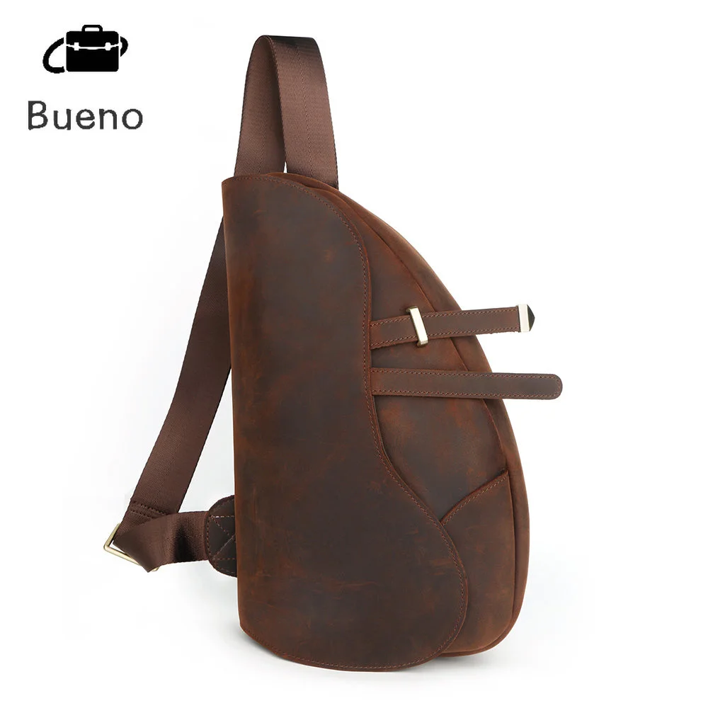 

2023 New Genuine Leather Shoulder Bags for Men Chest Multifunction Crossbody Man Vintage Cowhide Saddle Daypacks