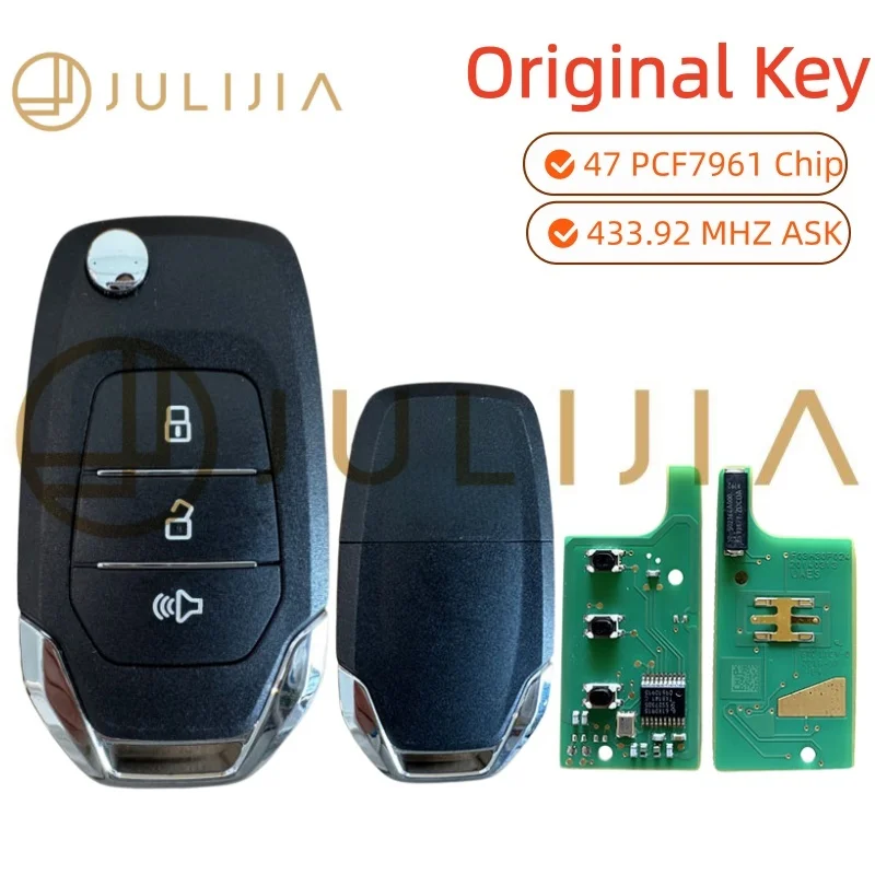 JULIJIA Original For SAIC MAXUS Pick Up T60 LDV V80 G10 47 Chip 433Mhz Car Remote Key HITAG3 7961X 3 Buttons