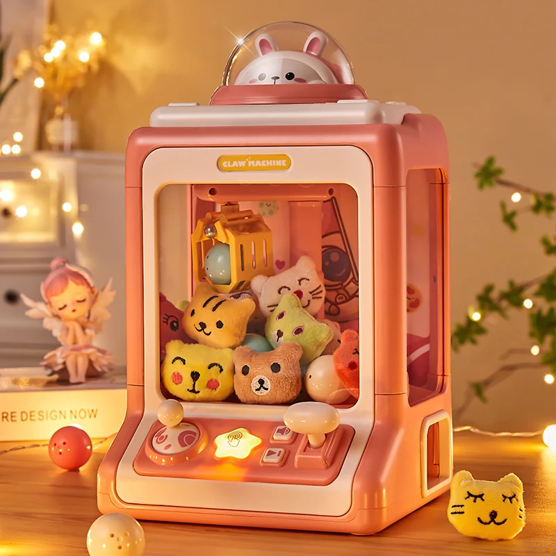 

DIY Mini Claw Catch Toy Automatic Doll Machine Kids Coin Operated Play Game Crane Machines Music Doll for Christmas gifts