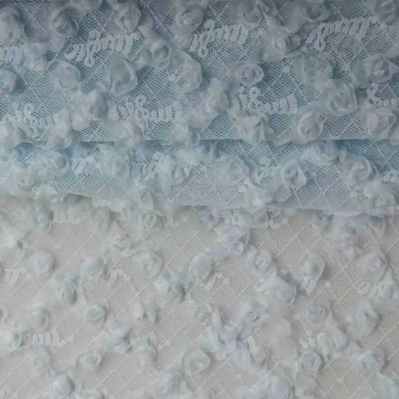 New Rose Flower Embroidery Mesh Lace Fabric Dress Clothing Lace Fabric Handmade DIY Fabric