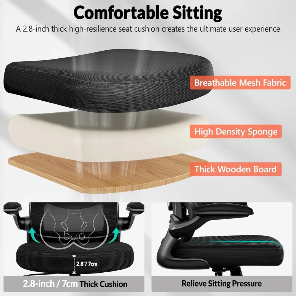 Chaise de bureau ergonomique en maille avec support lombaire et accoudoirs réglables