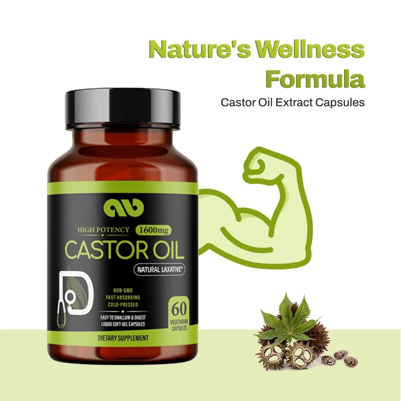 

Castor oil 1600mg | Non GMO, vegetarian | Cold pressed, high efficacy (60 capsules)