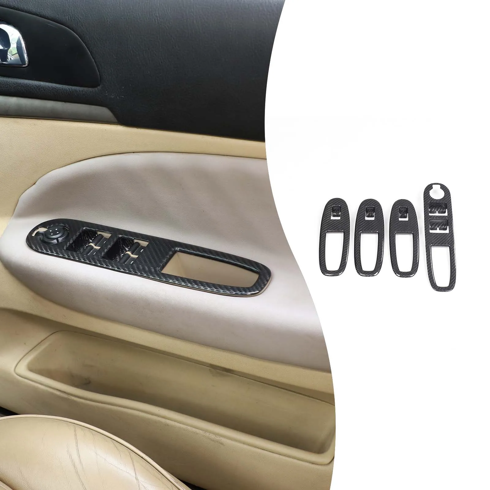 Real Carbon Fiber For Alfa Romeo 159 Brera Spider 2004-2011 Car Glass Lift Frame Decorative Sticker Car Interior Accessories